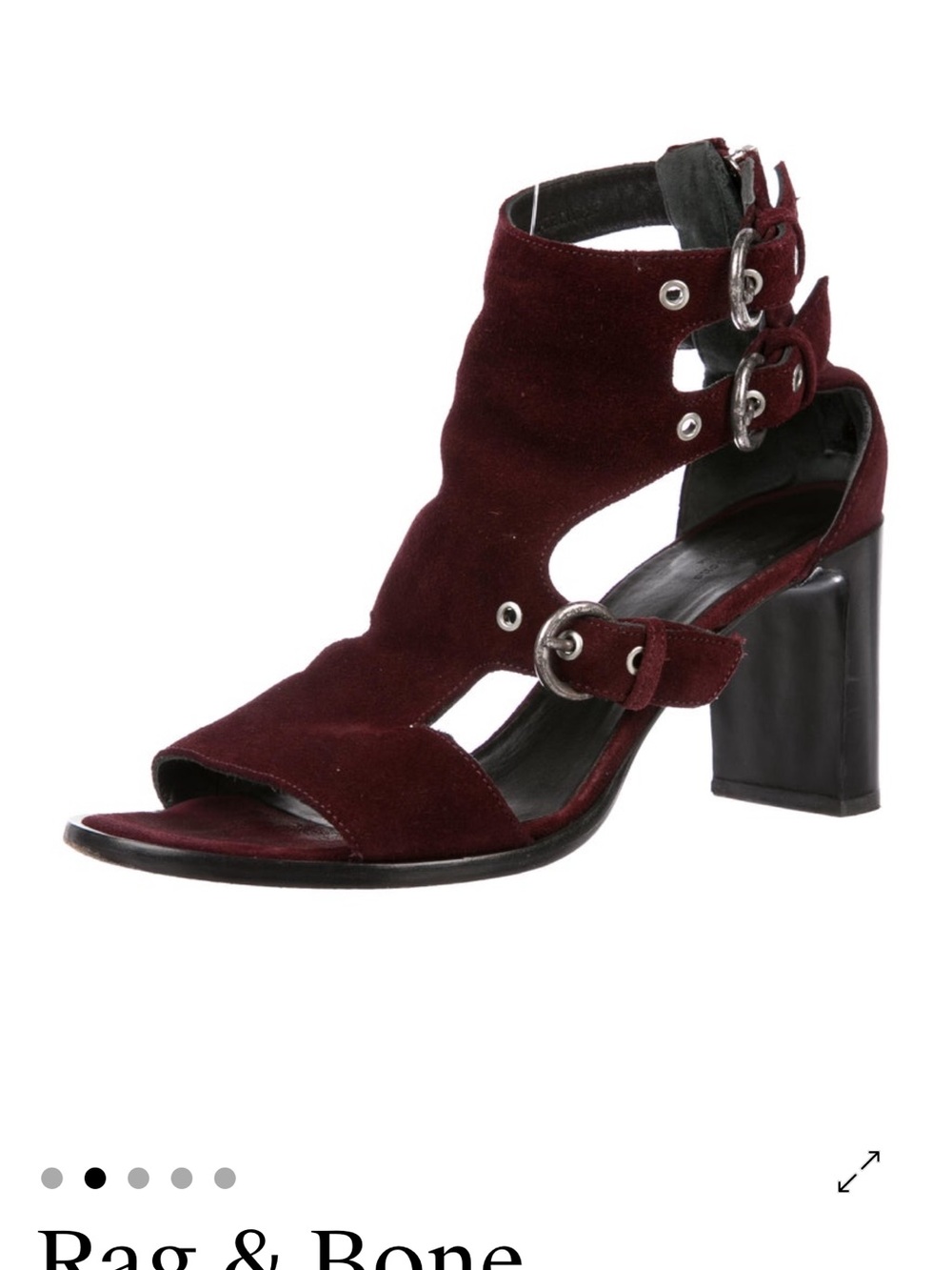 rag & bone Burgundy Suede Buckle Block-Heel Sandal